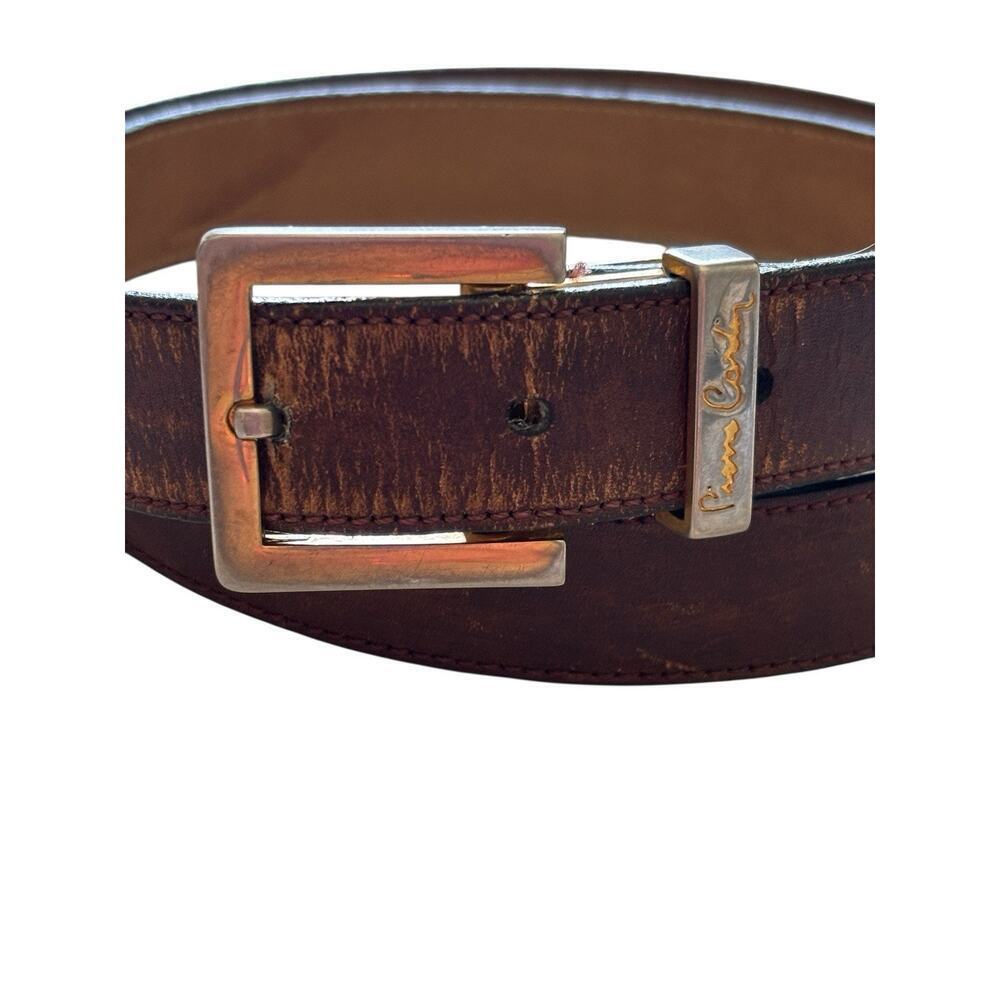 Pierre Cardin Leather Belt 34 Dress Soft Touch Cowhide Brown Vtg - Picture 2 of 6
